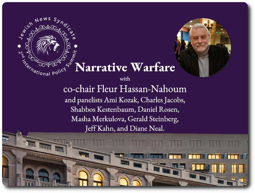 Narrative Warfare with JNS Summit logo and panelists